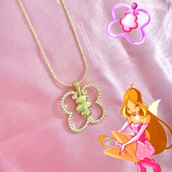 Winx Club Necklace Flora Fairy Dust Bottle Enchantix Believix Fairycore Pendant - Picture 1 of 4